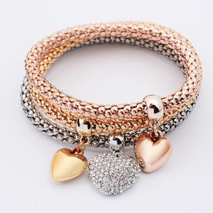 3Pcs Charm Heart Bracelet-Live Ur Life Perfumes