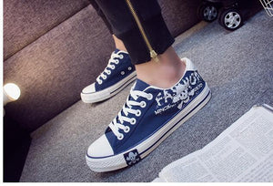 Men Fashion Skull Flat with Canvas Oxford Shoes-Live Ur Life Perfumes