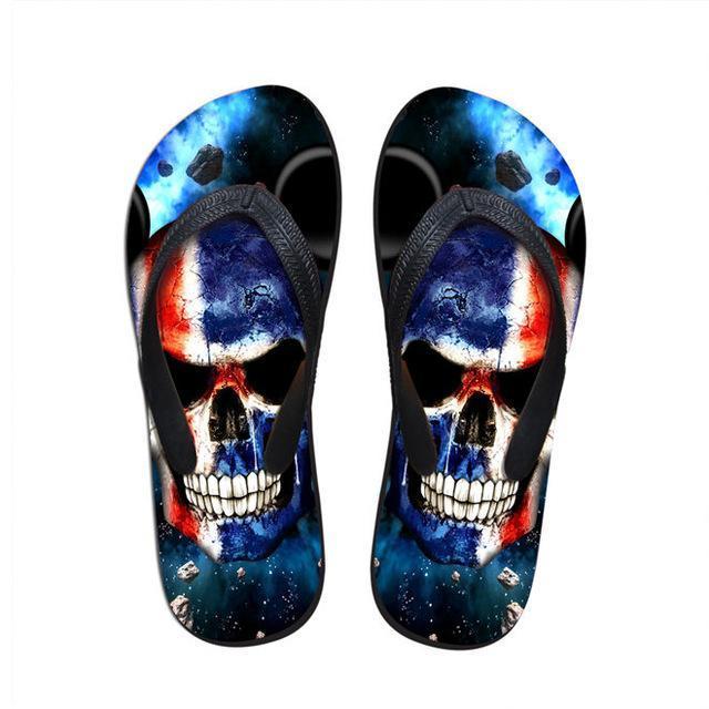 Men Skull Print Slippers Casual Shoes Beach Flip Flops Outdoor Sandals-Live Ur Life Perfumes