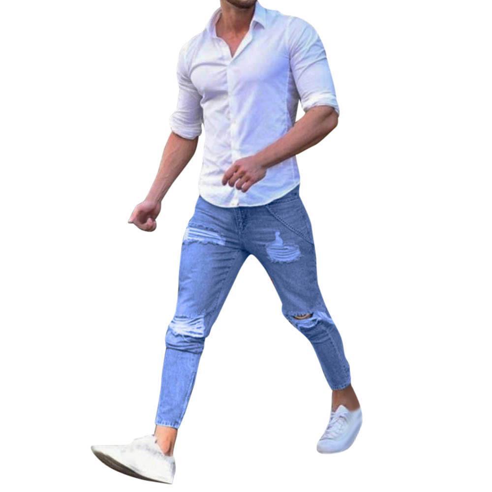 Men's Stretchy Ripped Jeans-Live Ur Life Perfumes