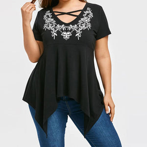 Plus Size Collar Printed Blouse-Live Ur Life Perfumes