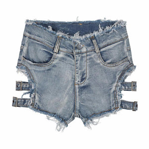 Ripped Hole Fringe Denim Shorts-Live Ur Life Perfumes