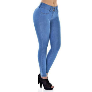 Women Jeans Long Trousers Fashion Elastic Mid Waist Skinny Stretch Denim Pencil Pants-Live Ur Life Perfumes